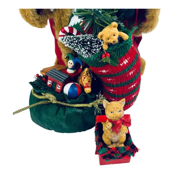 NEW Set 2 Fabric Mache SANTA CLAUS Figurines 4pc Dalmatian Dog Cat Holiday Decor - Picture 7 of 11